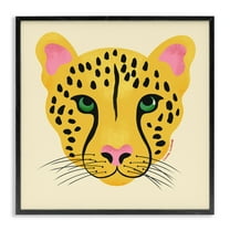 Stupell Industries Modern Wild Cheetah Face Animals Painting Black Framed Art Print Wall Art, 12 x 12