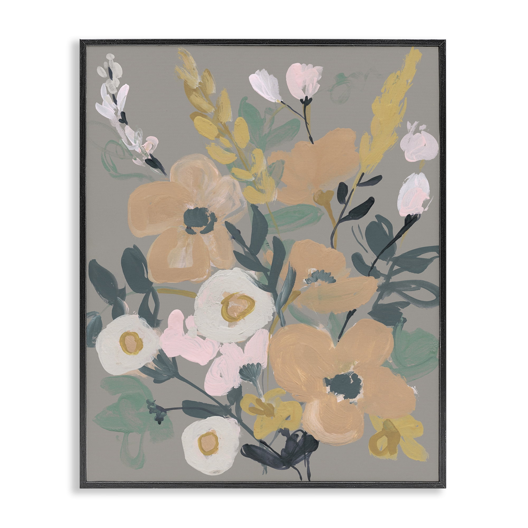Stupell Industries Modern Wildflower Collage Botanical & Floral Painting Black Framed Art Print Wall Art, 11 x 14