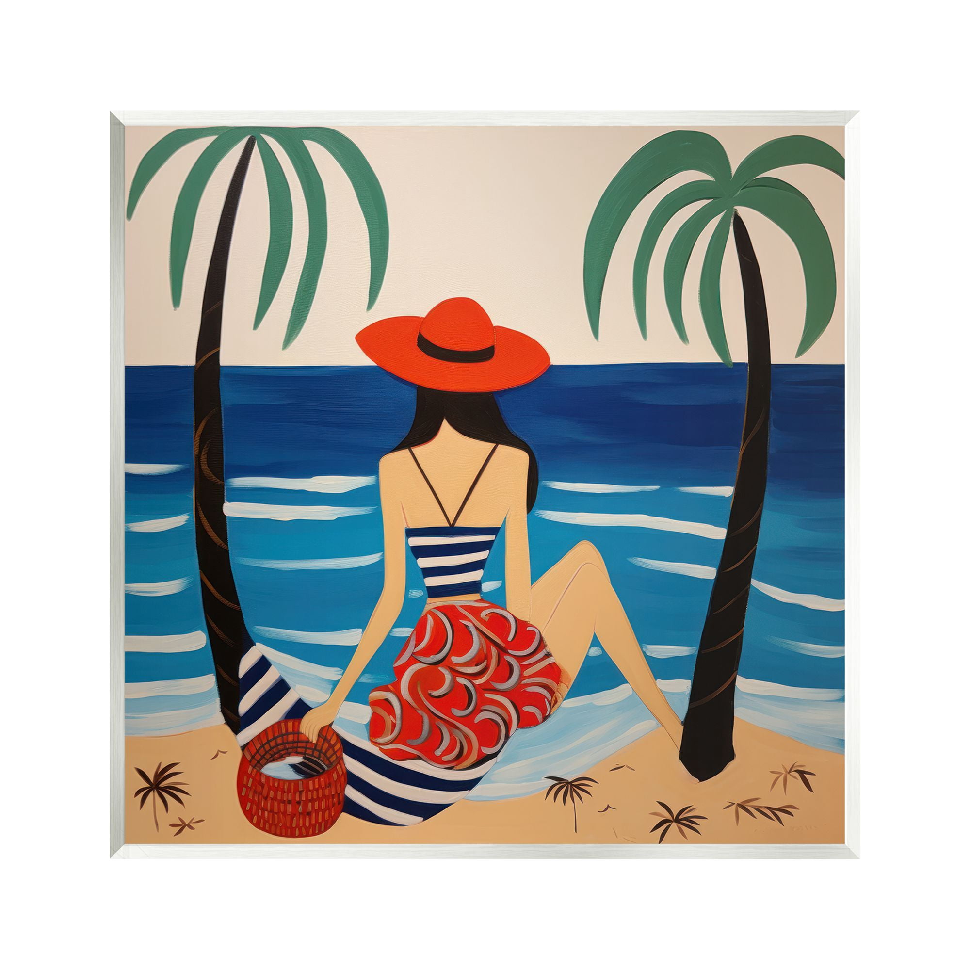 Stupell Industries Modern Woman on Shore Landscape Painting Unframed Art Print Wall Art, 12 x 12