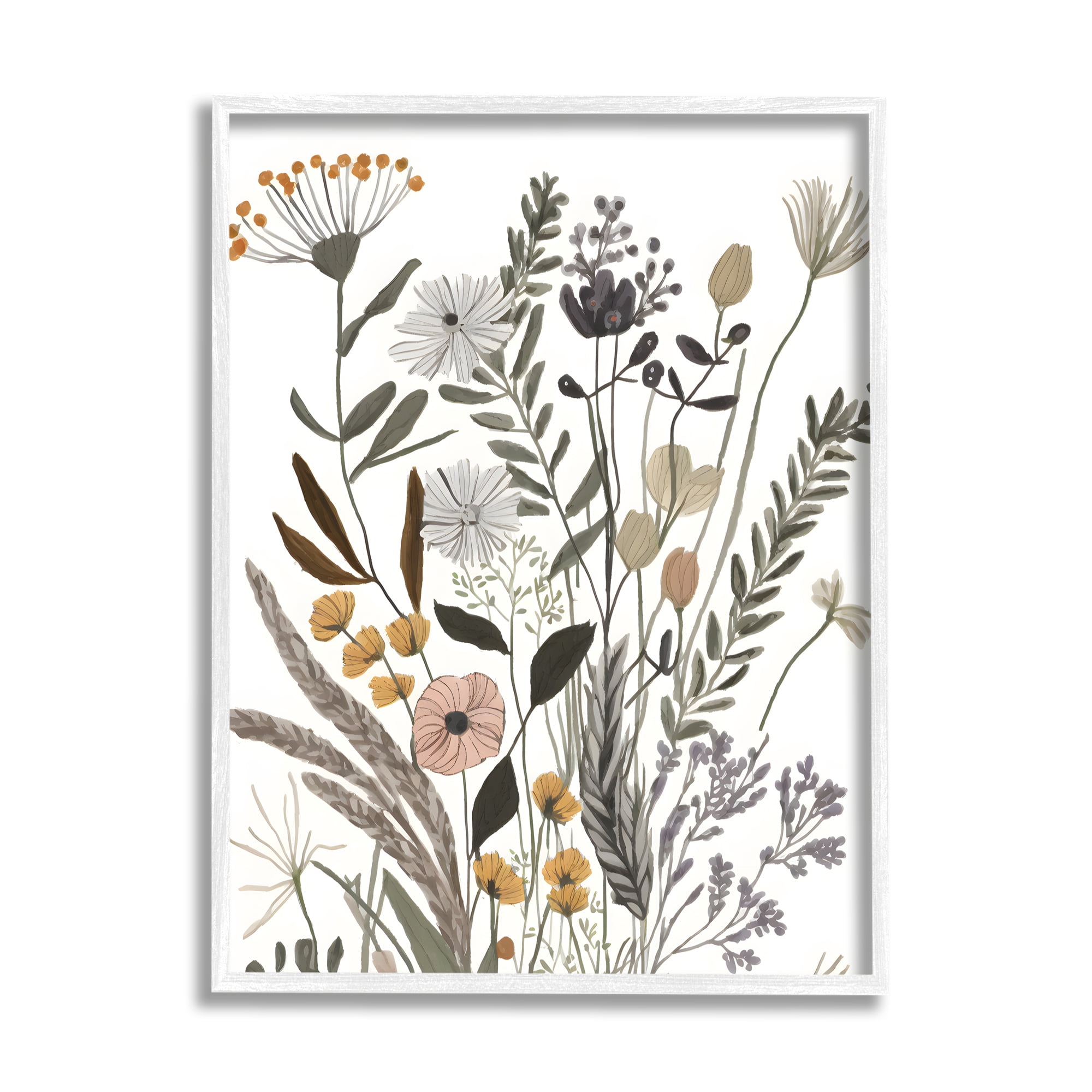 Stupell Industries Modern Woodland Herbs Botanical & Floral Painting White Framed Art Print Wall Art, 24 x 30