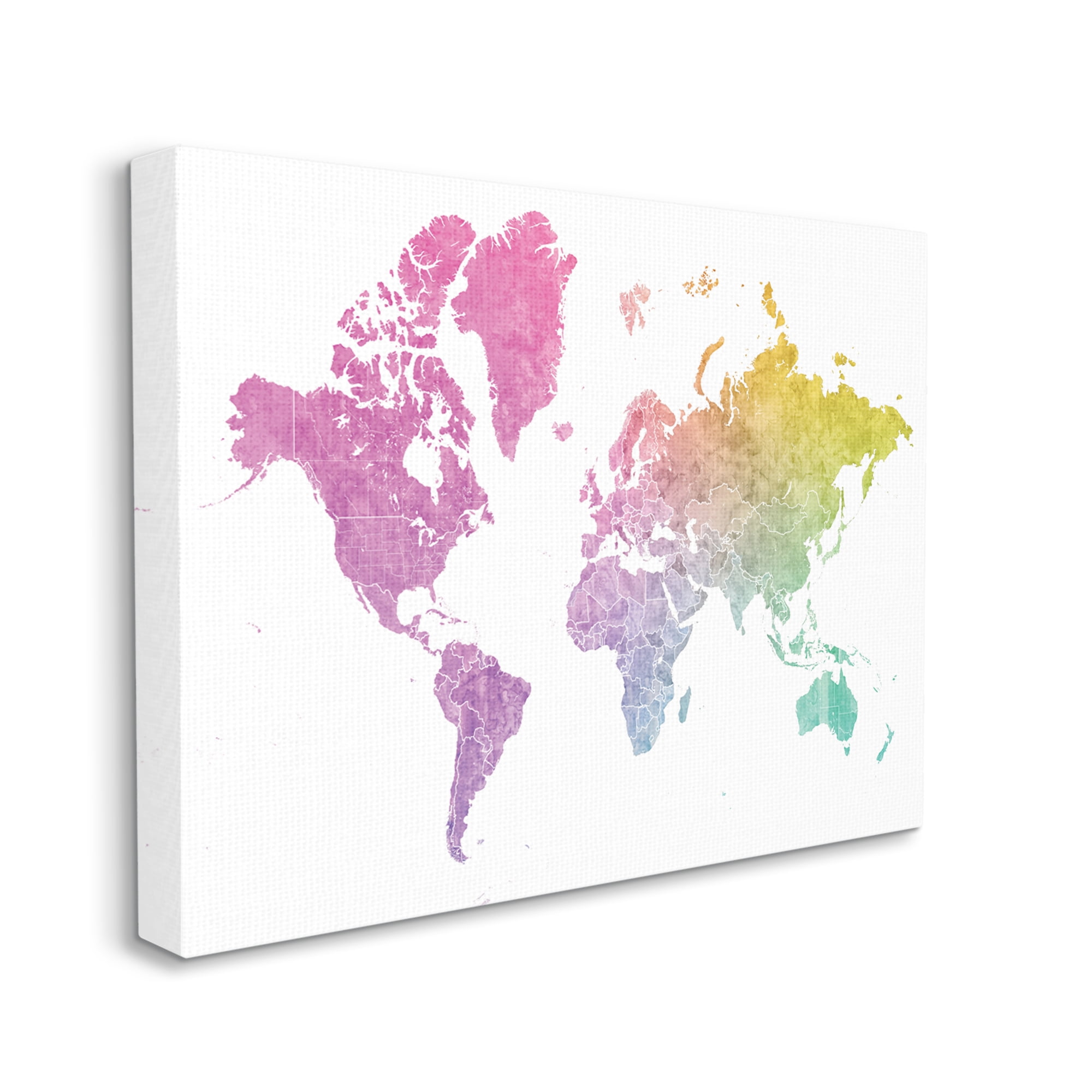 Stupell Industries Modern World Map Cool Warm Tone Ombre, 24 x 30, Designed by BlursByAI