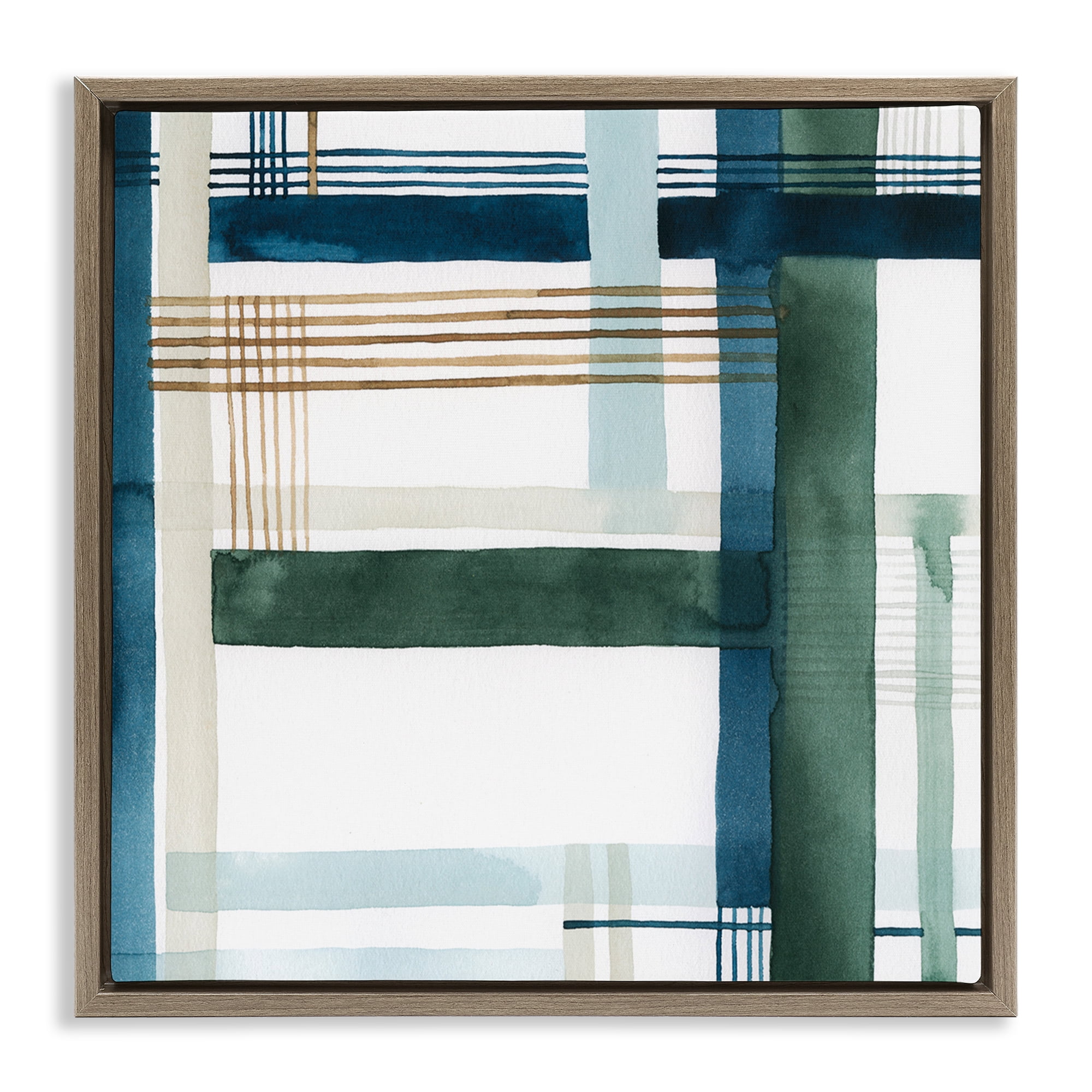 Stupell Industries Modern Woven Pattern Abstract Painting Brown Floater Framed Canvas Art Print Wall Art, 25 x 25