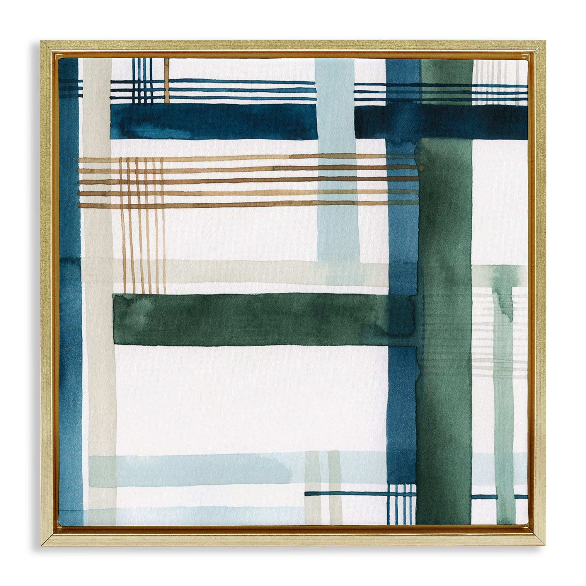 Stupell Industries Modern Woven Pattern Abstract Painting Gold Floater Framed Canvas Art Print Wall Art, 25 x 25