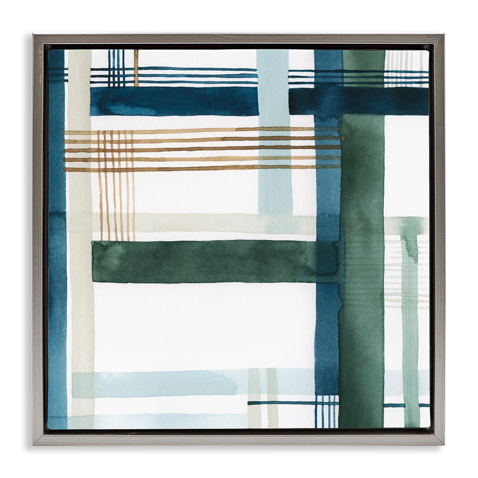 Stupell Industries Modern Woven Pattern Abstract Painting Gray Floater Framed Canvas Art Print Wall Art, 25 x 25