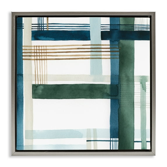 Stupell Industries Modern Woven Pattern Abstract Painting Gray Floater Framed Canvas Art Print Wall Art, 25 x 25