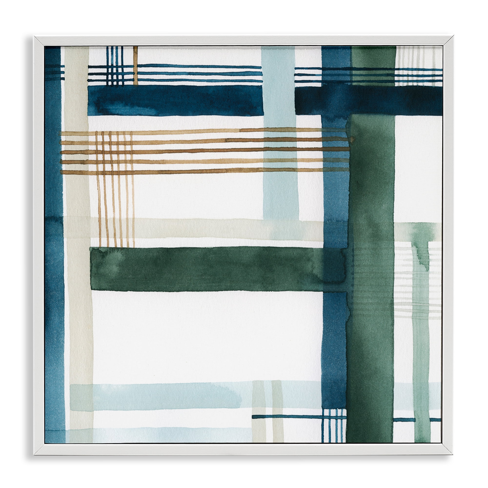 Stupell Industries Modern Woven Pattern Abstract Painting White Framed Art Print Wall Art, 12 x 12