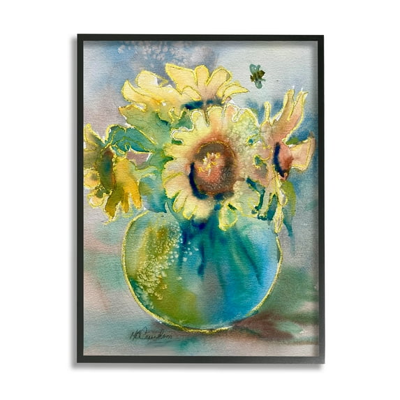 Stupell Industries Modern Yellow Daisies Botanical & Floral Painting Black Framed Art Print Wall Art, 11 x 14