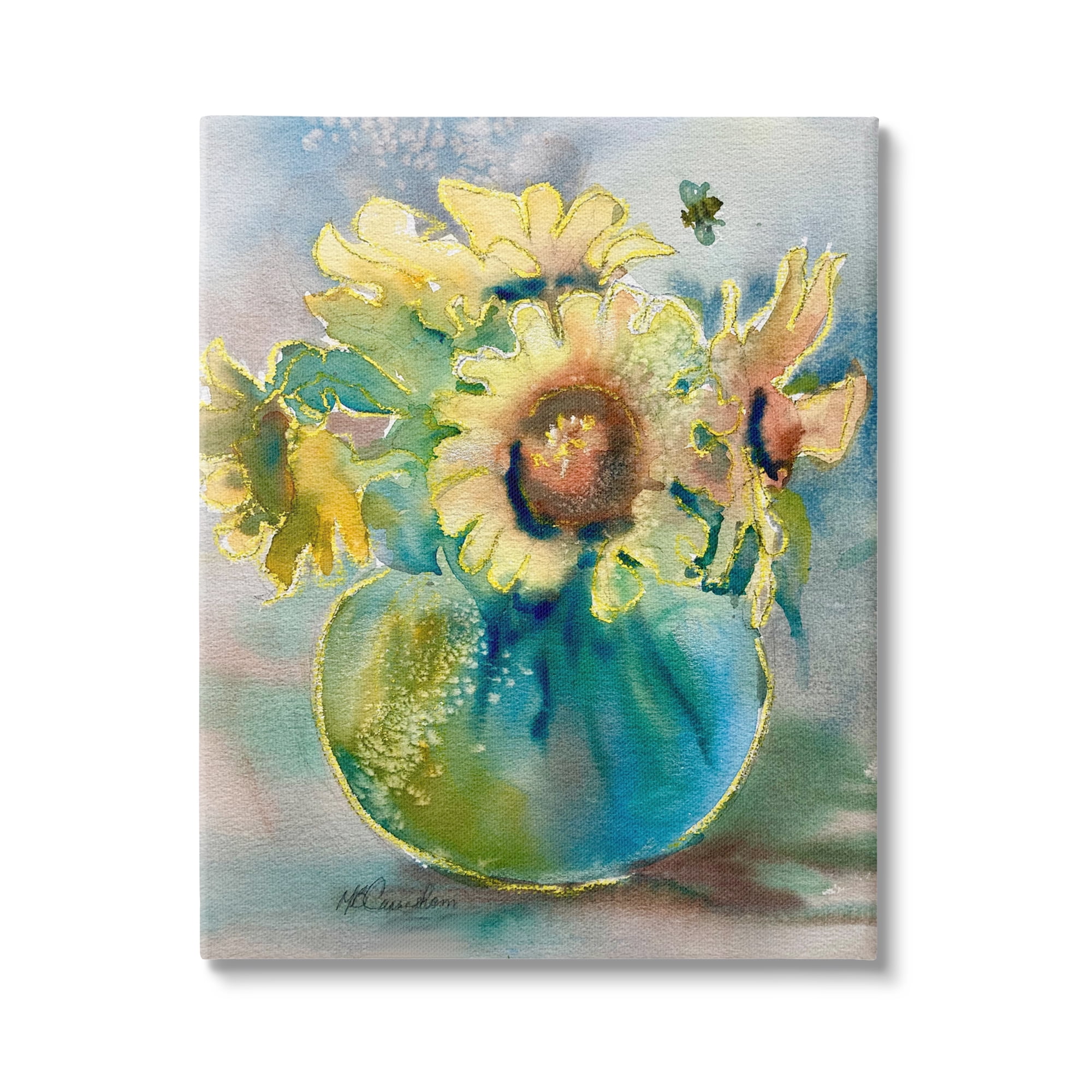 Stupell Industries Modern Yellow Daisies Botanical & Floral Painting Gallery Wrapped Canvas Print Wall Art, 24 x 30