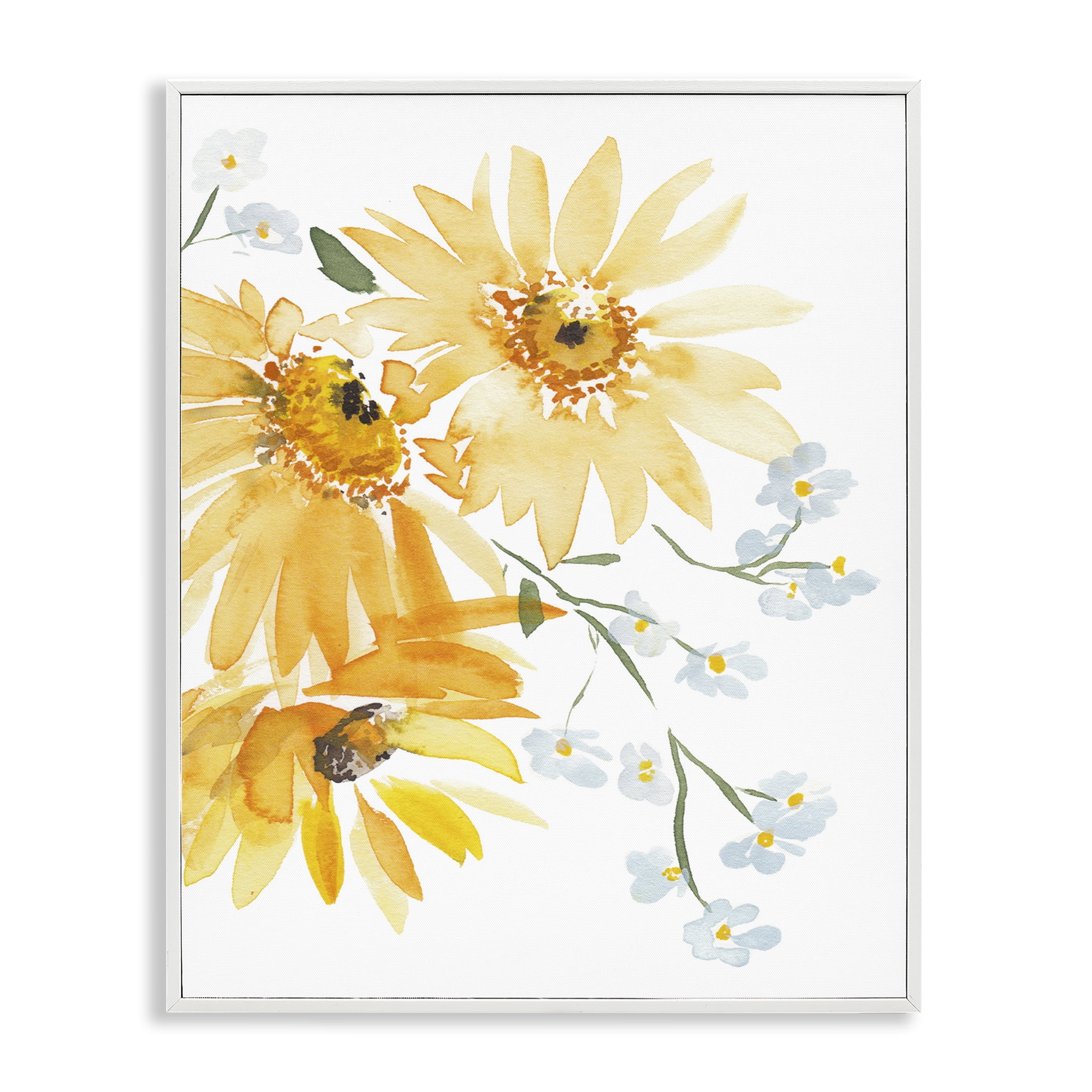 Stupell Industries Modern Yellow Daisies Botanical & Floral Painting White Framed Art Print Wall Art, 16 x 20