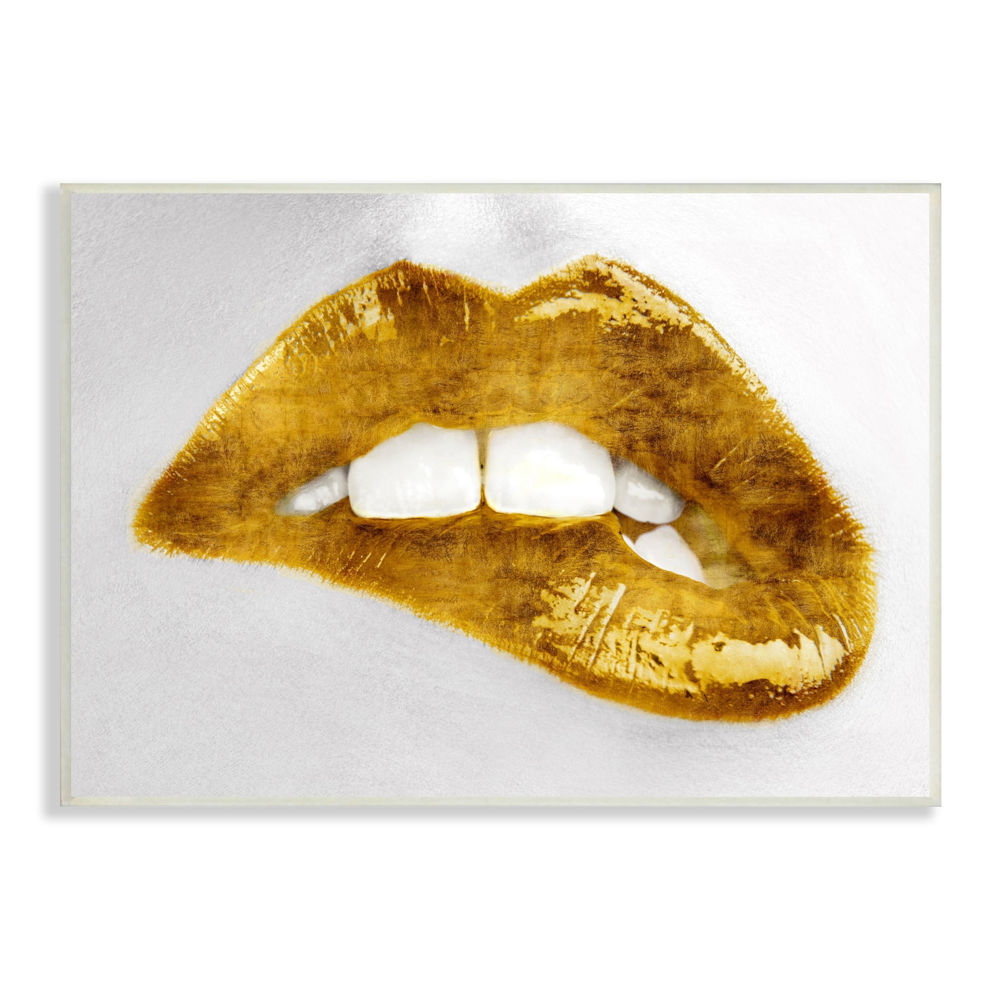Stupell Industries Modern Yellow Fashion Lip Bite Glam Feminine Photography, 19 x 13, Design by Sarah McGuire
