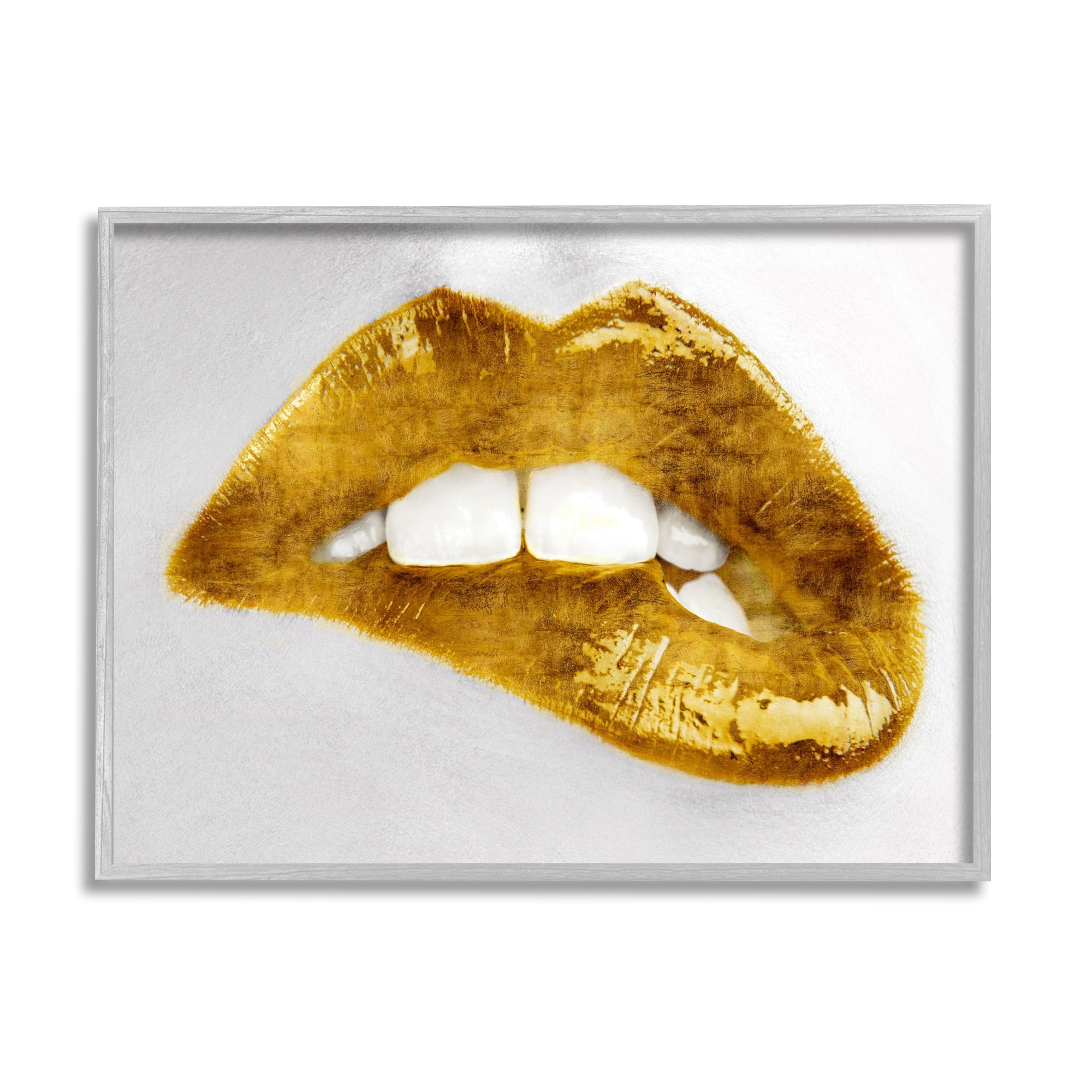 Stupell Industries Modern Yellow Fashion Lip Bite Glam Feminine Photography, 20 x 16, Design by Sarah McGuire