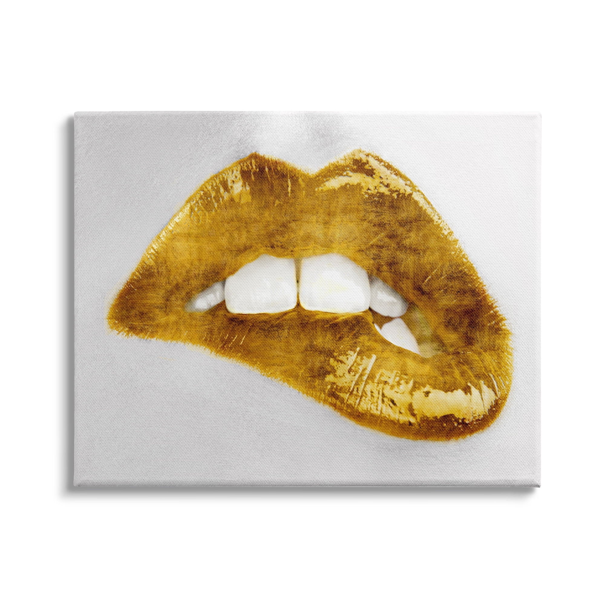 Stupell Industries Modern Yellow Fashion Lip Bite Glam Feminine Photography, 40 x 30, Design by Sarah McGuire