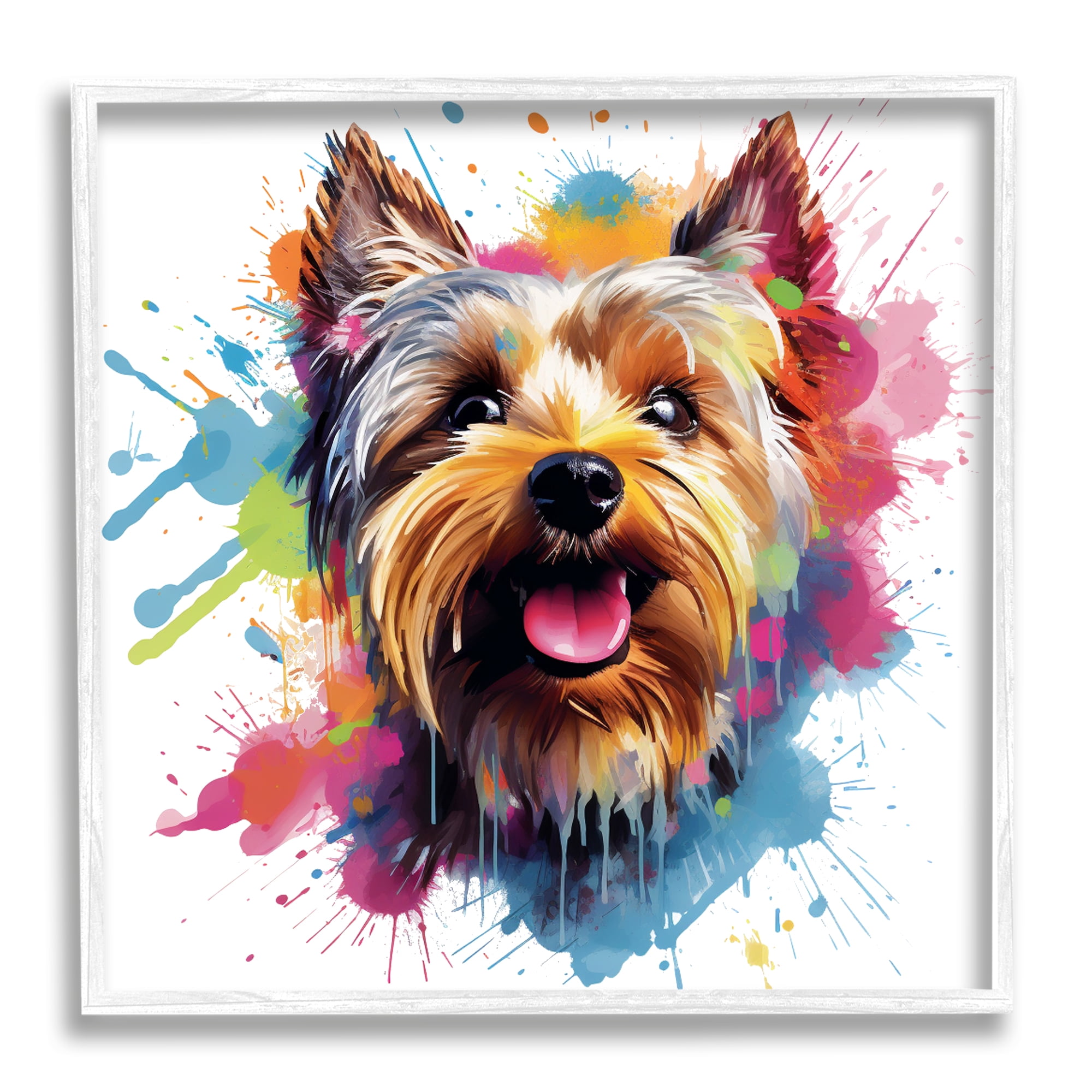 Stupell Industries Modern Yorkshire Splash Animals & Insects Painting White Framed Art Print Wall Art, 17 x 17