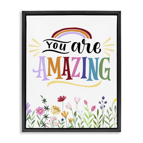 Stupell Industries Modern You Are Amazing Encouragement Black Floating Frame Canvas Art, 17 x 21, by Kim Allen
