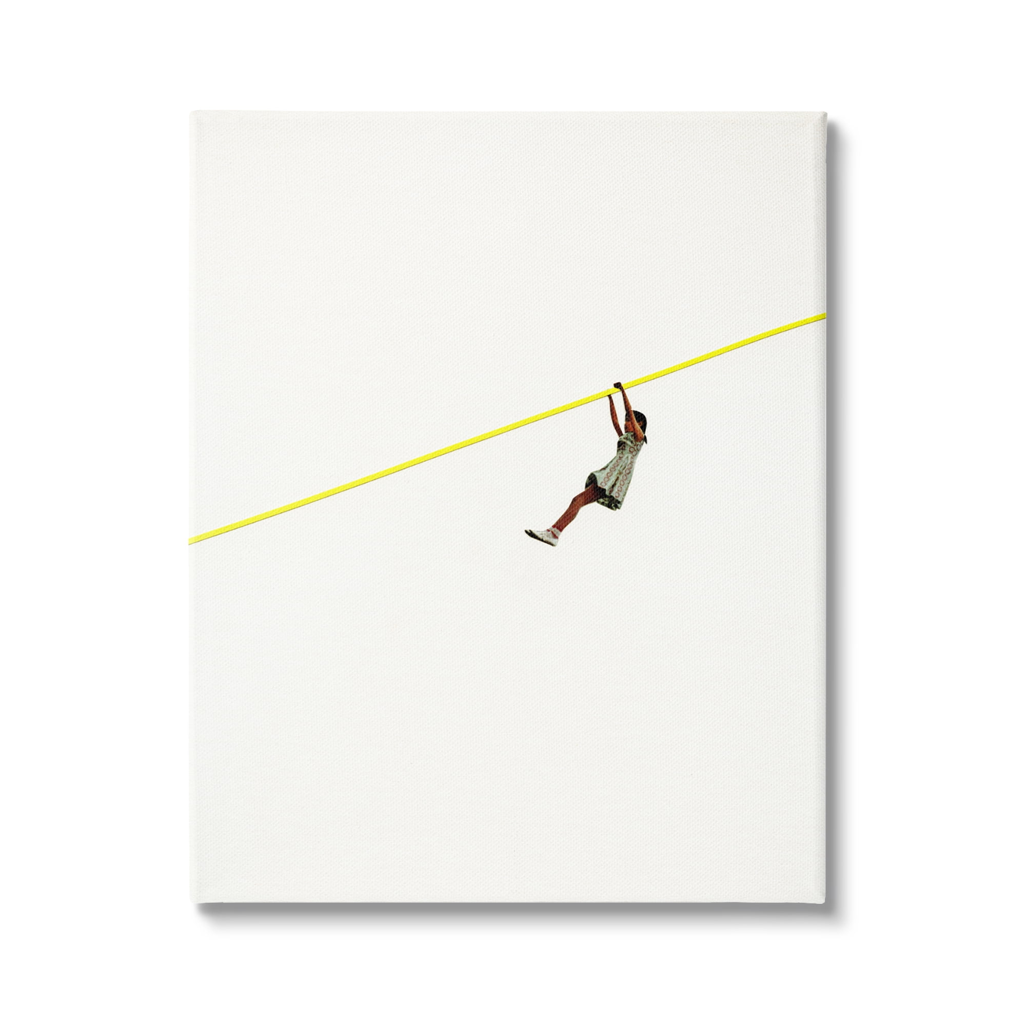 Stupell Industries Modern Zipline Person Minimal Yellow Line Design Canvas Wall Art, 16 x 20, Design by Cassia Beck