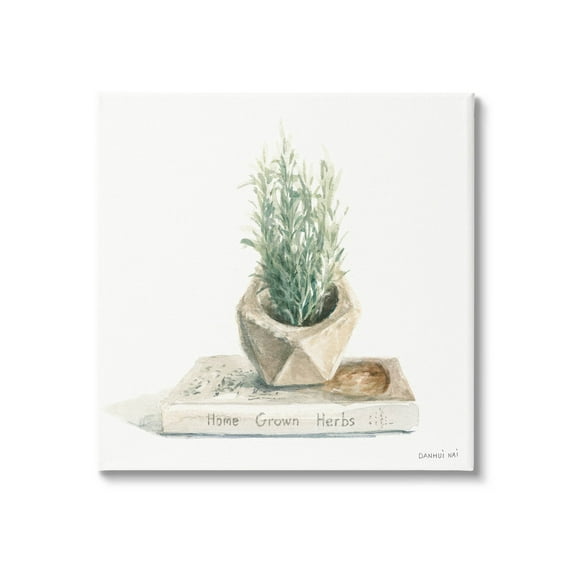Stupell Industries Modest Herb Planter Book Painting Gallery Wrapped Canvas Print Wall Art, Design by Danhui Nai