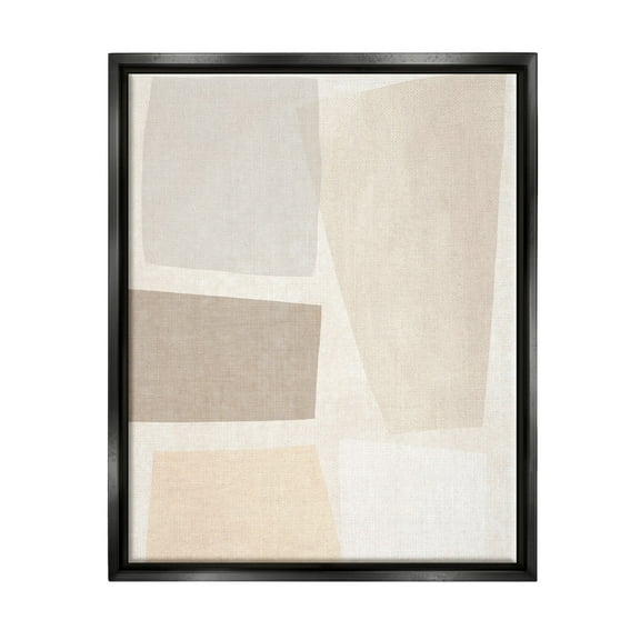 Stupell Industries Modest Neutral Toned Blocked Abstract Shapes Jet Black Framed Floating Canvas Wall Art, 24x30, by June Erica Vess