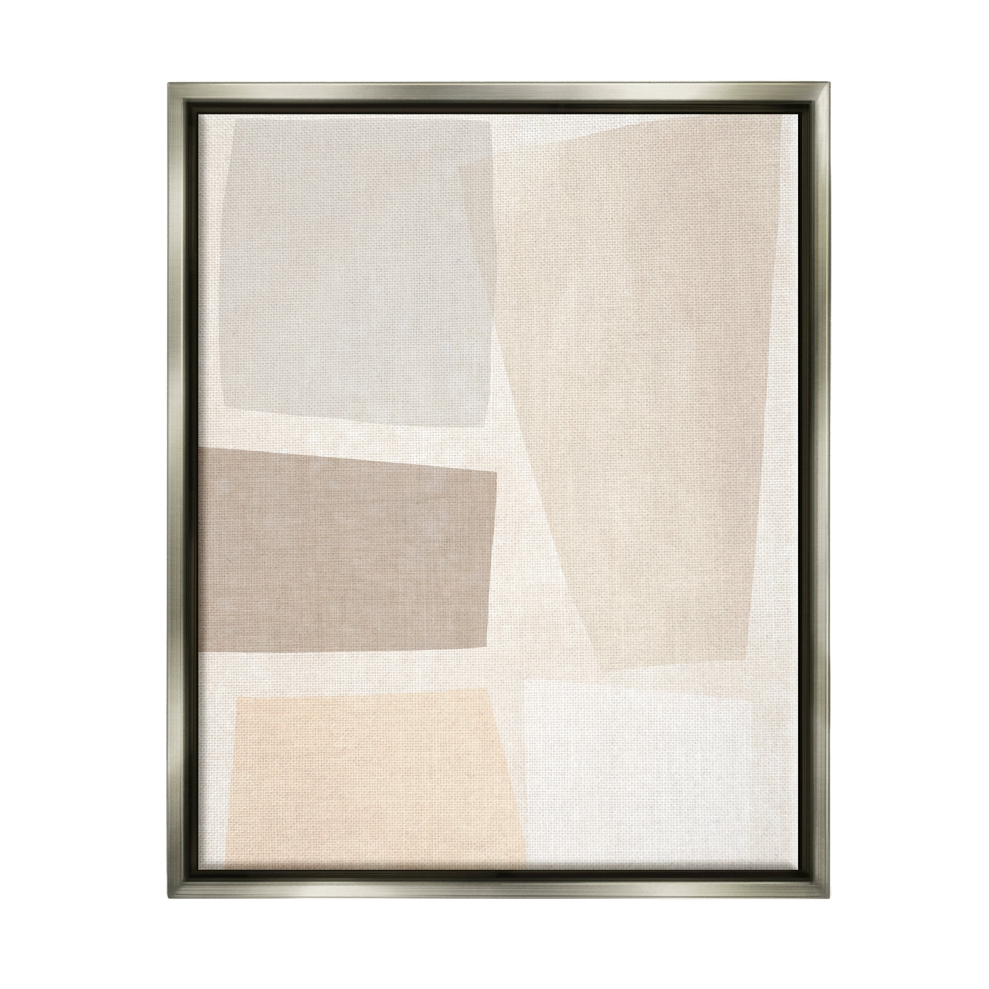 Stupell Industries Modest Neutral Toned Blocked Abstract Shapes Luster Gray Framed Floating Canvas Wall Art, 24x30, by June Erica Vess