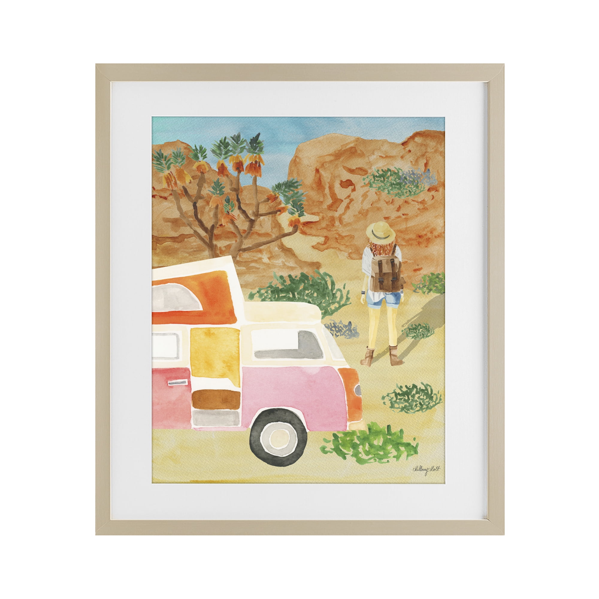 Stupell Industries Mojave Desert Road Trip Birch Framed Print Under Glass, design by Hillary Holt
