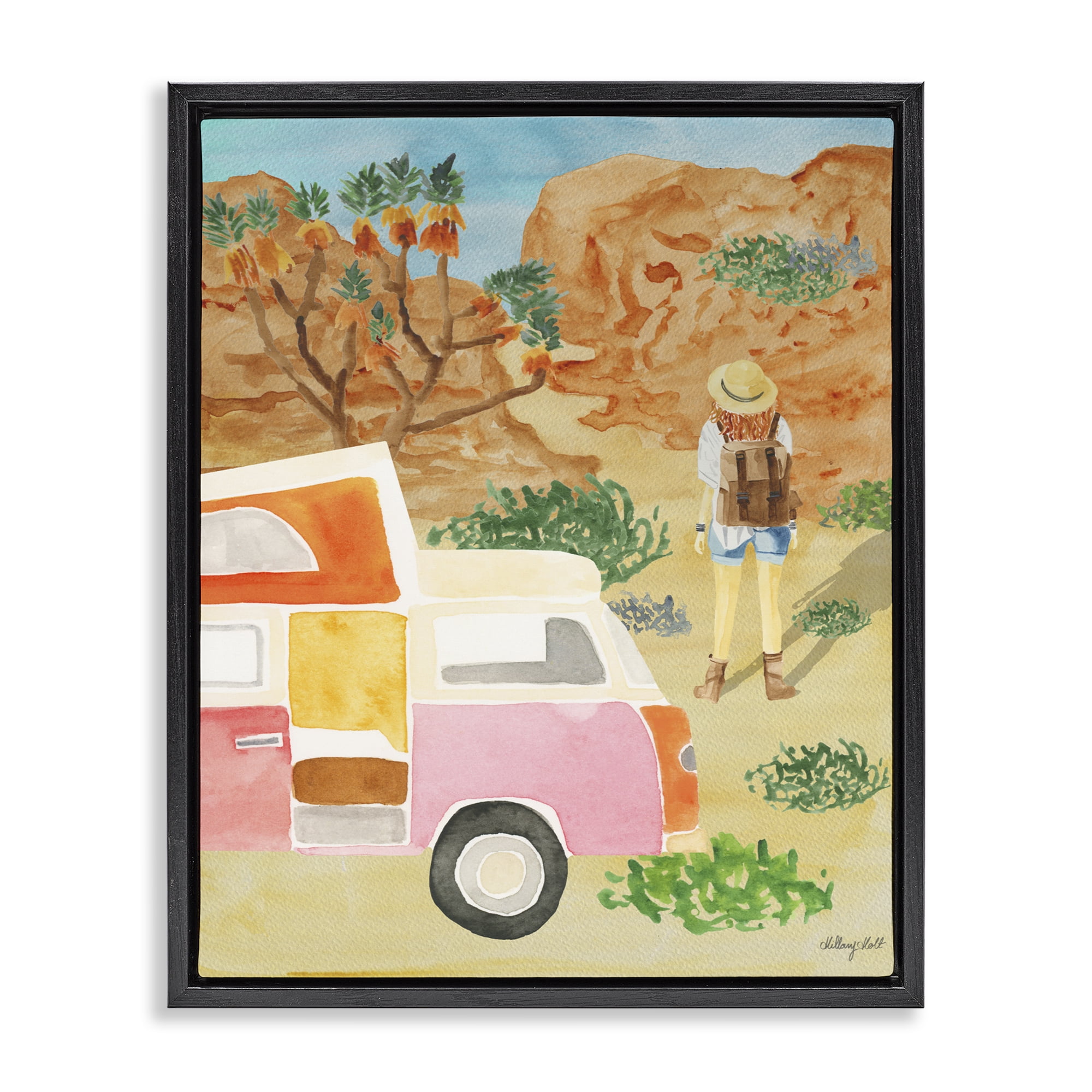 Stupell Industries Mojave Desert Road Trip Black Framed Floater Canvas Wall Art, design by Hillary Holt