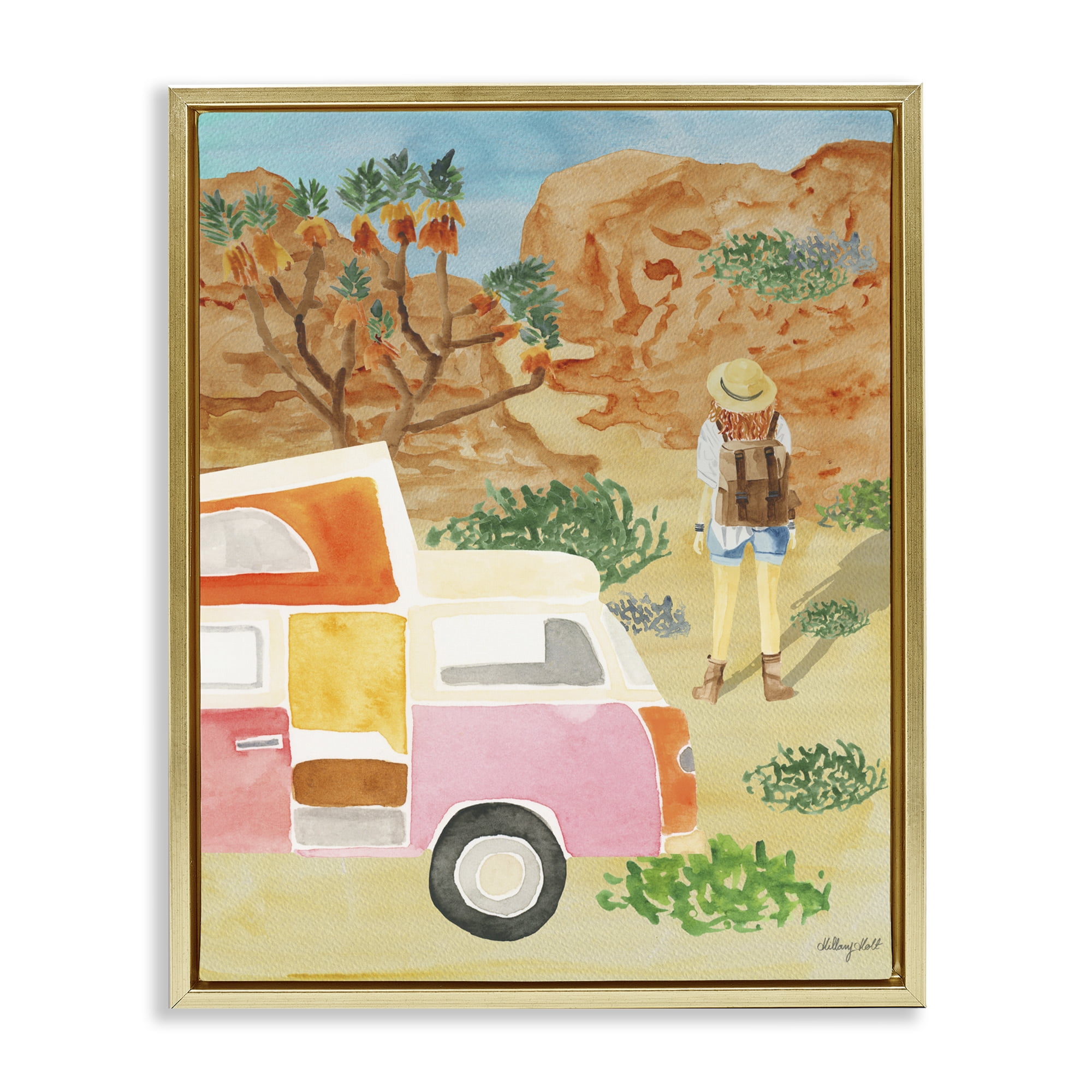 Stupell Industries Mojave Desert Road Trip Gold Framed Floater Canvas Wall Art, design by Hillary Holt