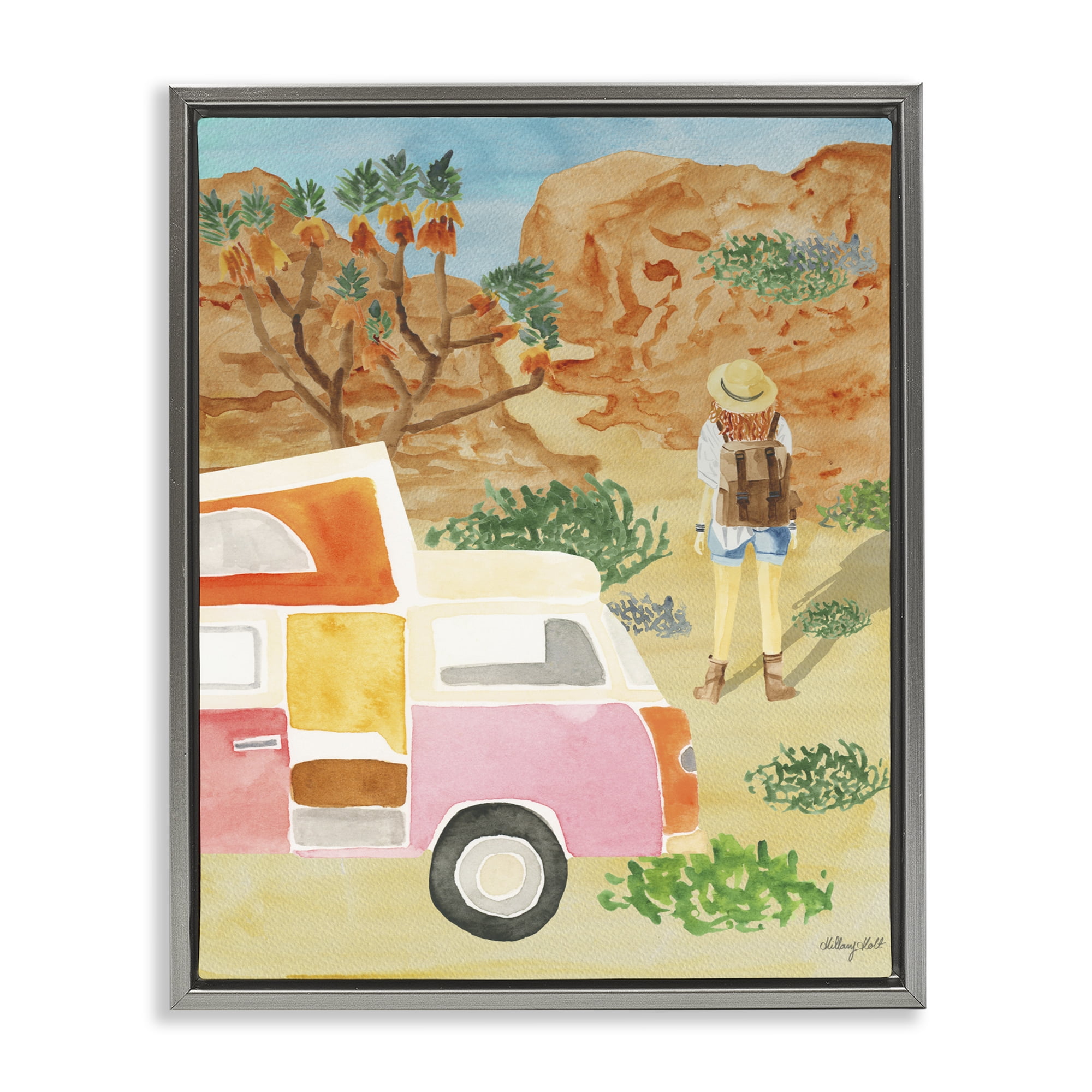 Stupell Industries Mojave Desert Road Trip Gray Framed Floater Canvas Wall Art, design by Hillary Holt