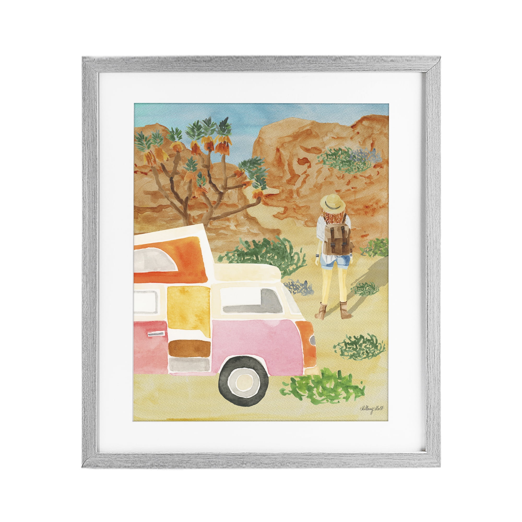 Stupell Industries Mojave Desert Road Trip Gray Framed Print Under Glass, design by Hillary Holt
