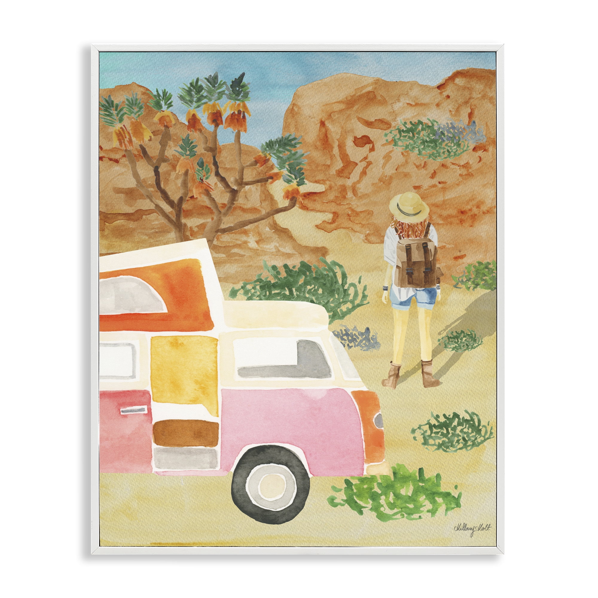 Stupell Industries Mojave Desert Road Trip White Framed Giclee Art, design by Hillary Holt