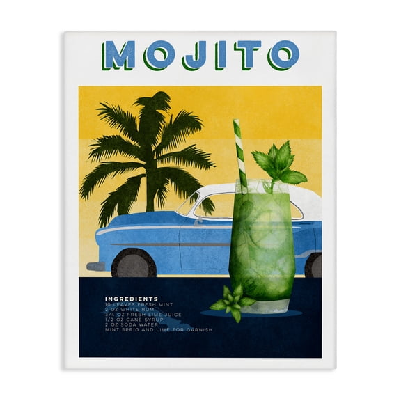 Stupell Industries Mojito & Automobile Recipe Canvas Wall Art design by Brett Blumenthal, 40 x 30