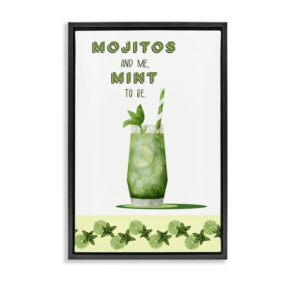 Stupell Industries Mojito & Me Mint To Be Black Framed Floater Canvas Wall Art design by Brett Blumenthal, 25 x 17