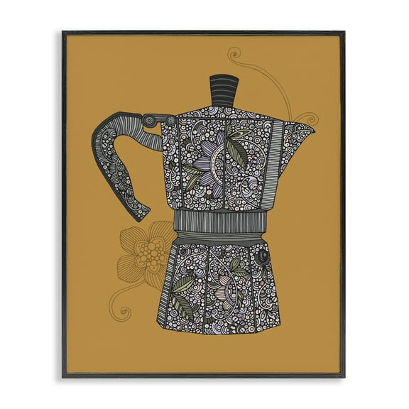 Stupell Industries Moka Pot Coffee Maker Food & Beverage Painting Black Framed Art Print Wall Art, 11 x 14