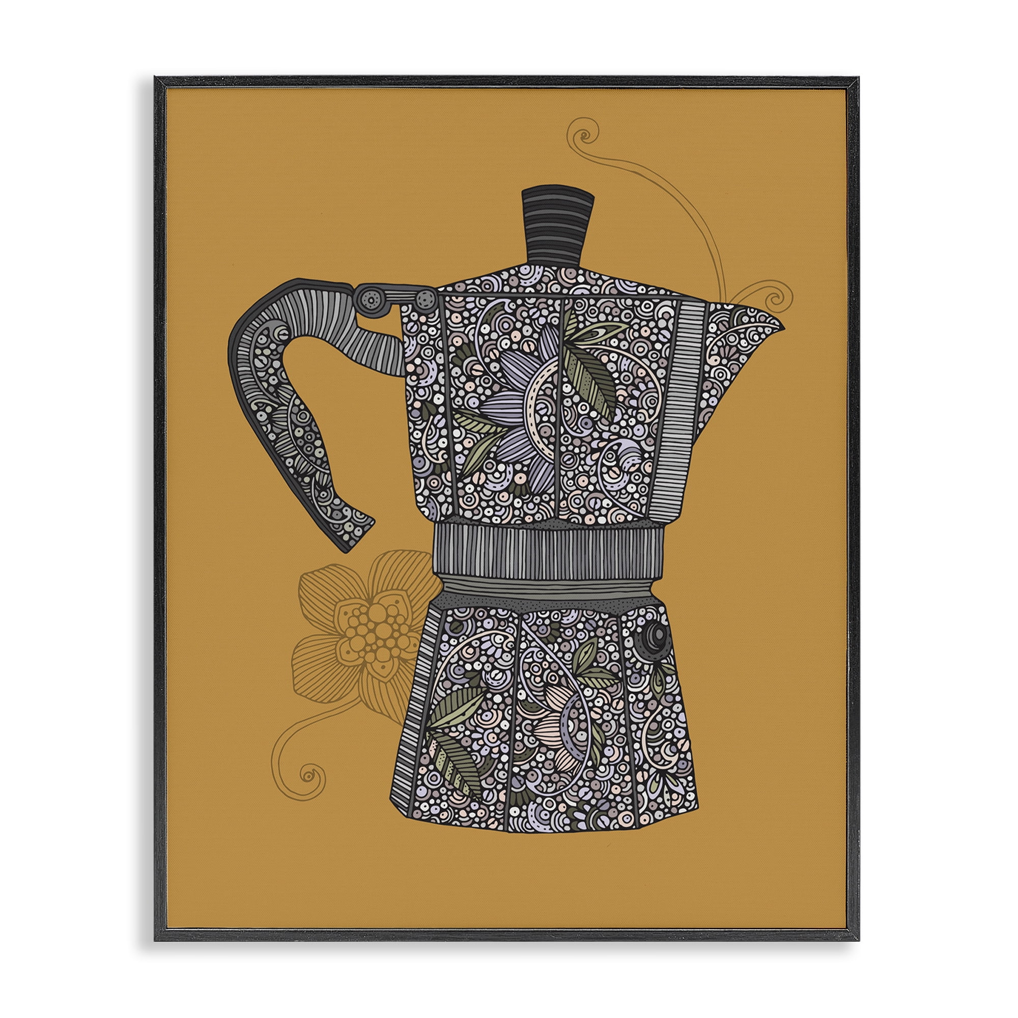 Stupell Industries Moka Pot Coffee Maker Food & Beverage Painting Black Framed Art Print Wall Art, 24 x 30