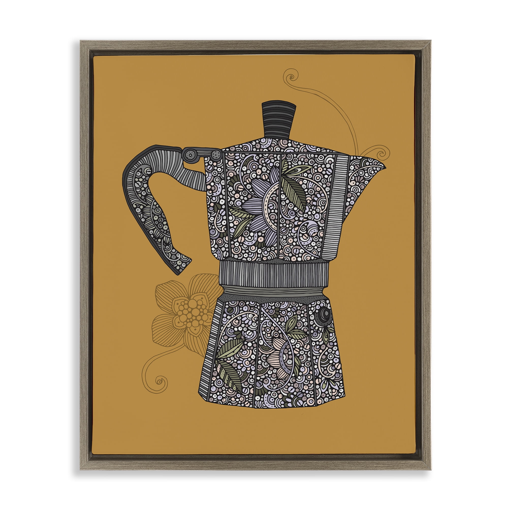 Stupell Industries Moka Pot Coffee Maker Food & Beverage Painting Brown Floater Framed Art Print Wall Art, 25 x 31