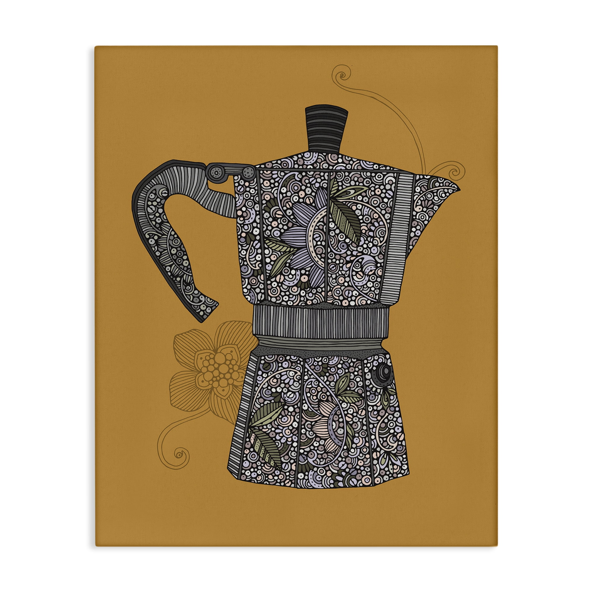 Stupell Industries Moka Pot Coffee Maker Food & Beverage Painting Gallery Wrapped Canvas Art Print Wall Art, 36 x 48