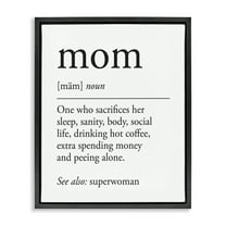 Stupell Industries Mom Definition Sentiment Typography Painting Black Floater Framed Art Print Wall Art, 17 x 21