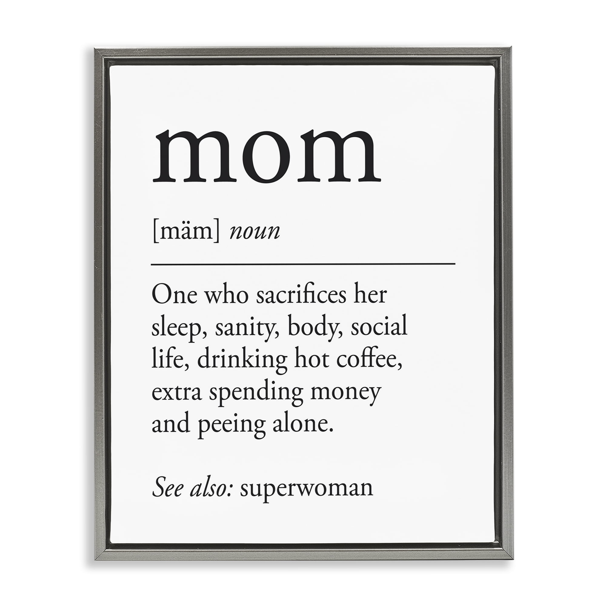 Stupell Industries Mom Definition Sentiment Typography Painting Gray