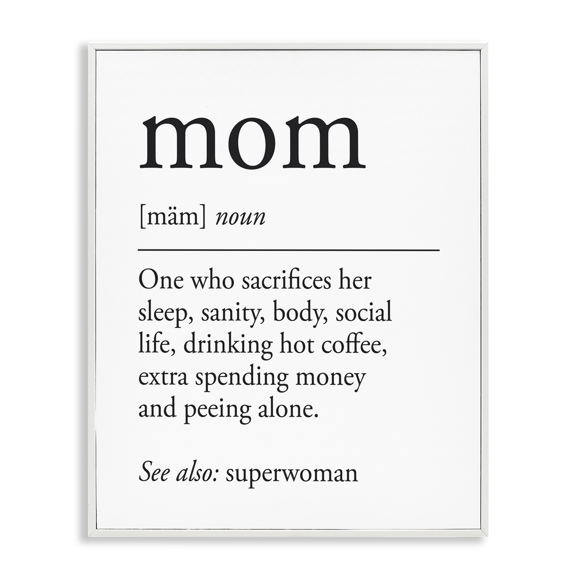 Stupell Industries Mom Definition Sentiment Typography Painting White Framed Art Print Wall Art, 24 x 30
