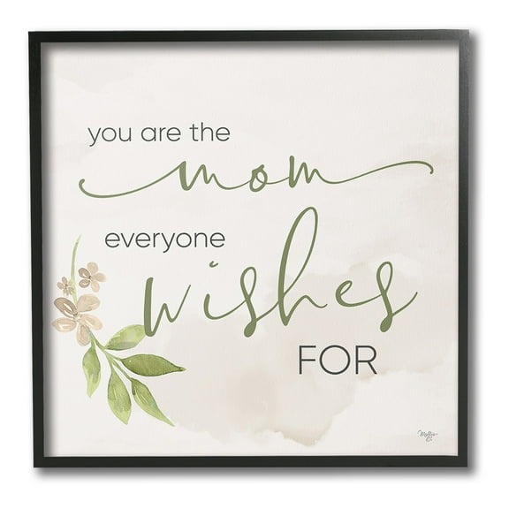 Stupell Industries Mom Everyone Wishes For Botanical & Floral Painting Black Framed Art Print Wall Art, 12 x 12