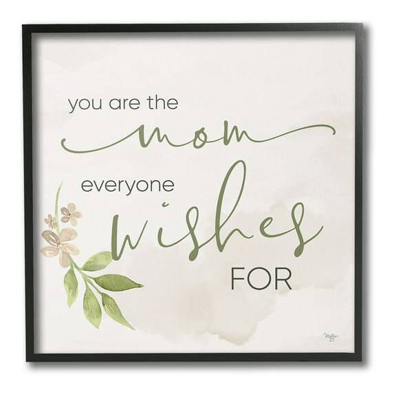 Stupell Industries Mom Everyone Wishes For Botanical & Floral Painting Black Framed Art Print Wall Art, 12 x 12