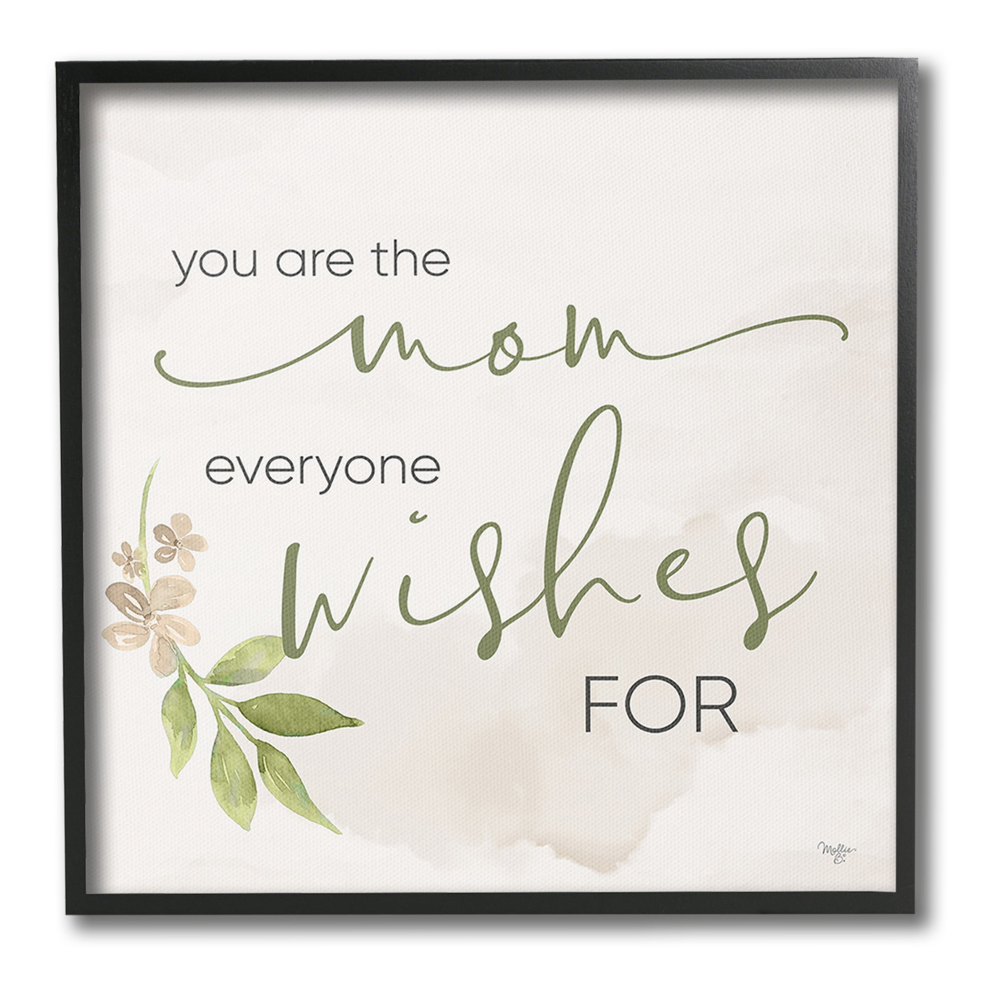 Stupell Industries Mom Everyone Wishes For Botanical & Floral Painting Black Framed Art Print Wall Art, 17 x 17