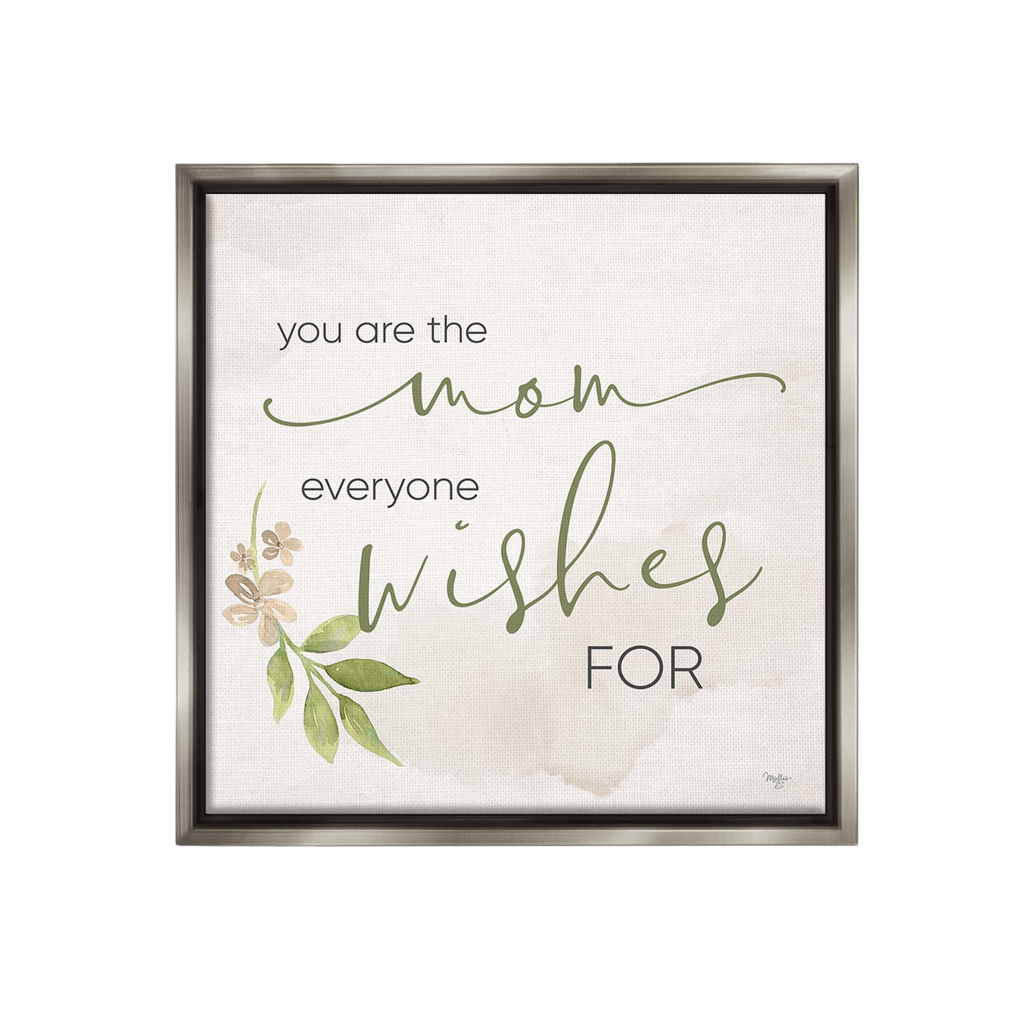 Stupell Industries Mom Everyone Wishes For Botanical & Floral Painting Gray Floater Framed Canvas Art Print Wall Art, 25 x 25