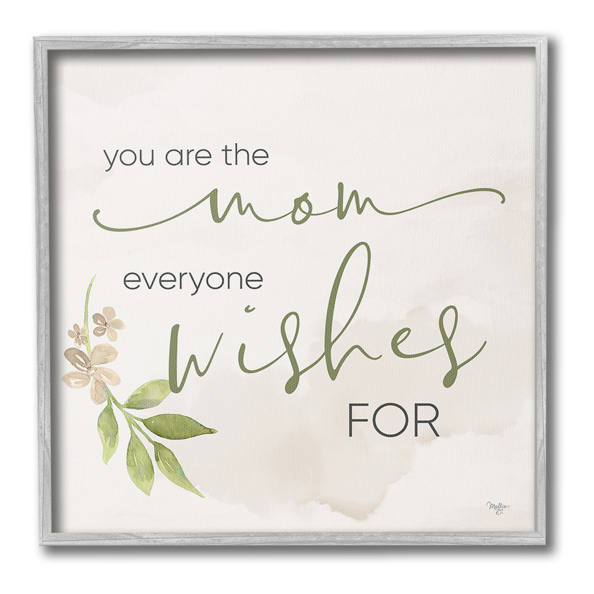 Stupell Industries Mom Everyone Wishes For Botanical & Floral Painting Gray Framed Art Print Wall Art, 17 x 17
