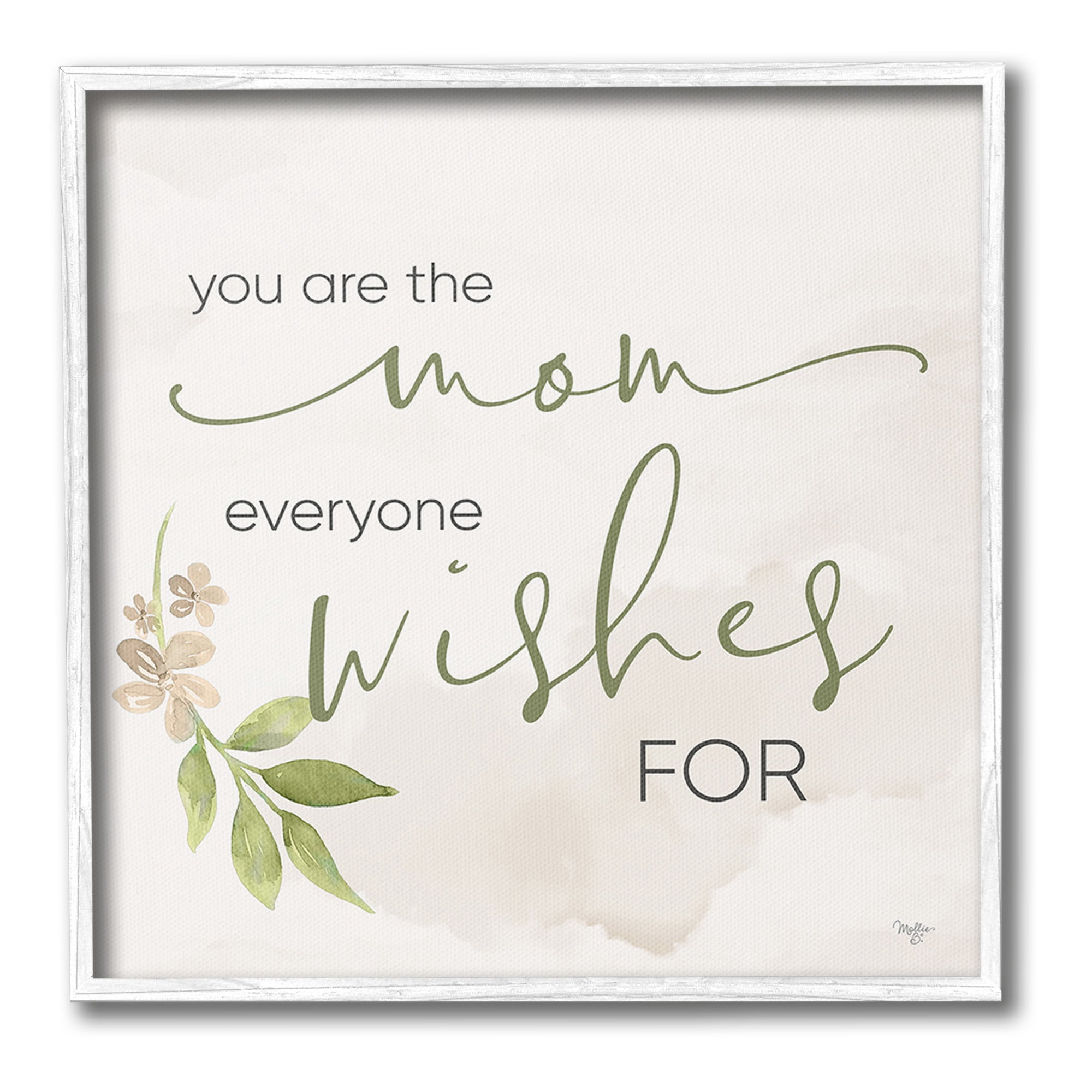 Stupell Industries Mom Everyone Wishes For Botanical & Floral Painting White Framed Art Print Wall Art, 17 x 17