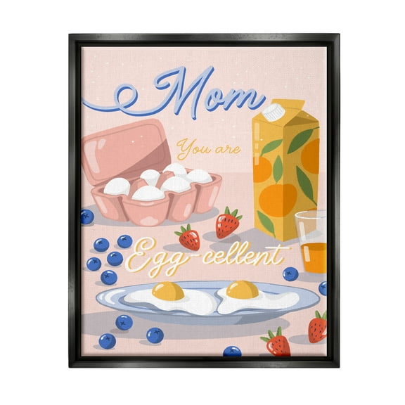 Stupell Industries Mom You Are Egg-cellent Phrase Holiday Painting Black Floater Framed Art Print Wall Art