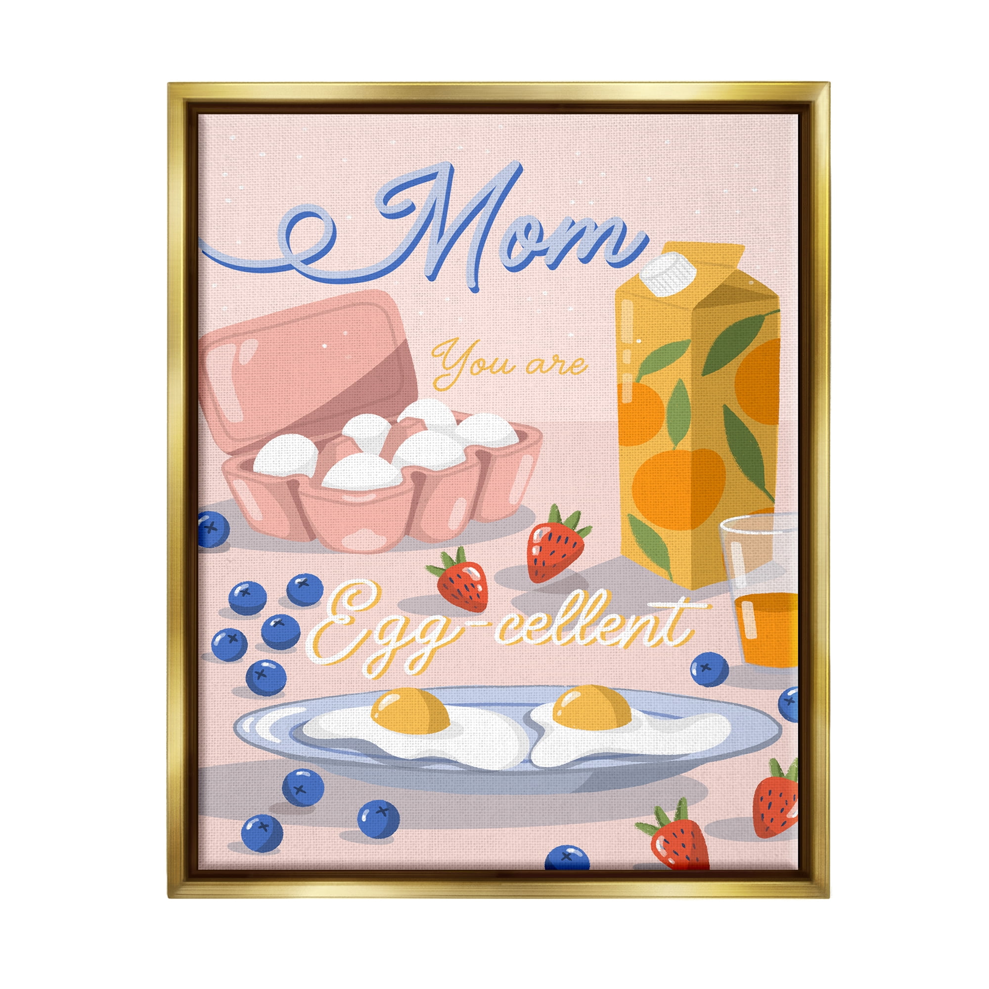 Stupell Industries Mom You Are Egg-cellent Phrase Holiday Painting Gold Floater Framed Art Print Wall Art