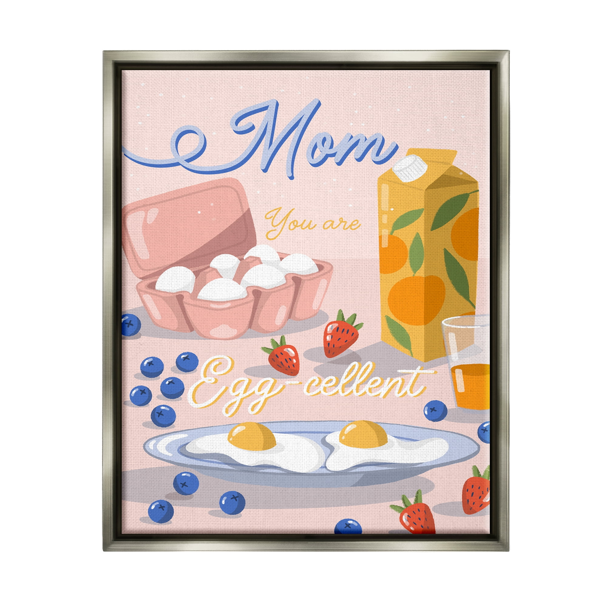 Stupell Industries Mom You Are Egg-cellent Phrase Holiday Painting Gray Floater Framed Art Print Wall Art