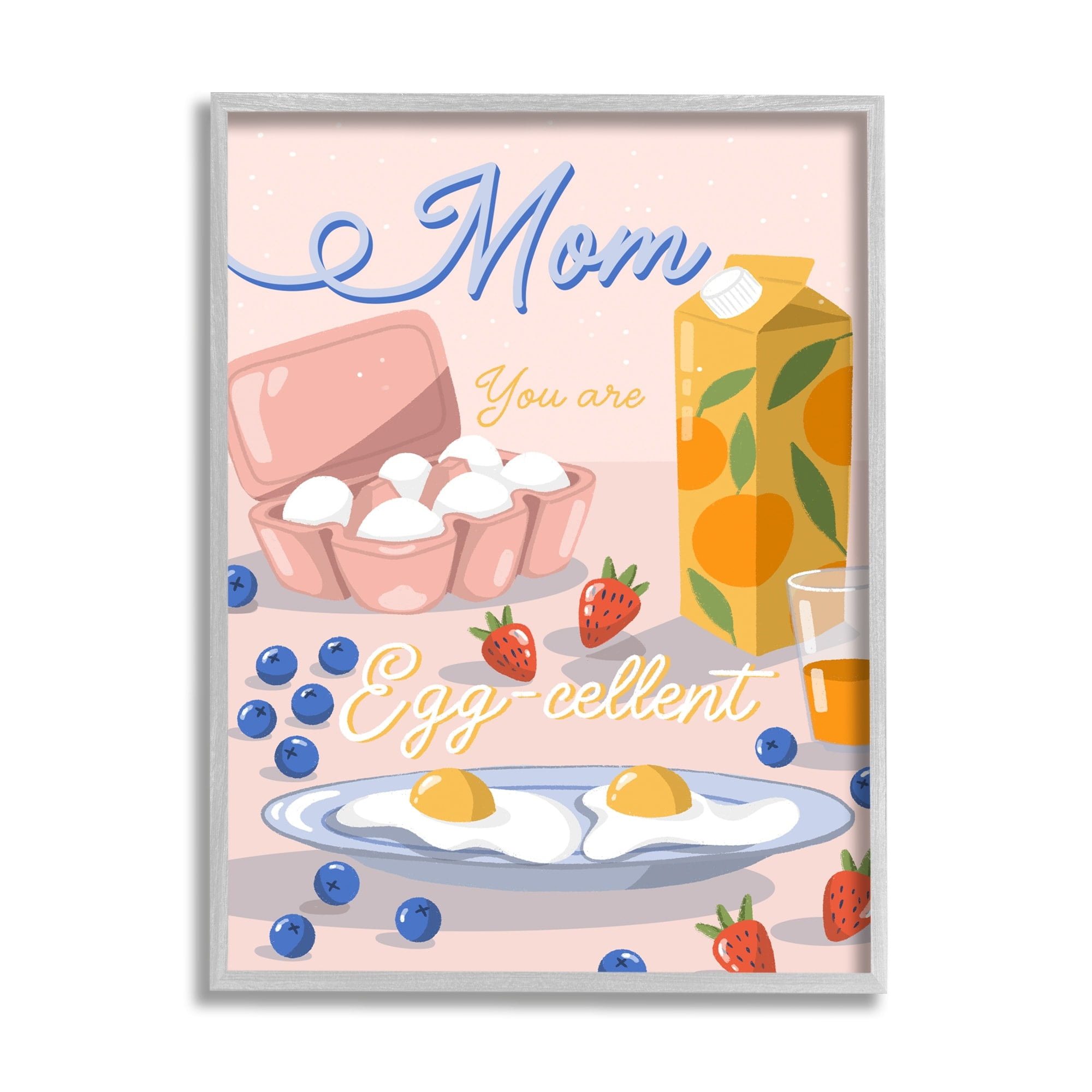 Stupell Industries Mom You Are Egg-cellent Phrase Holiday Painting Gray Framed Art Print Wall Art