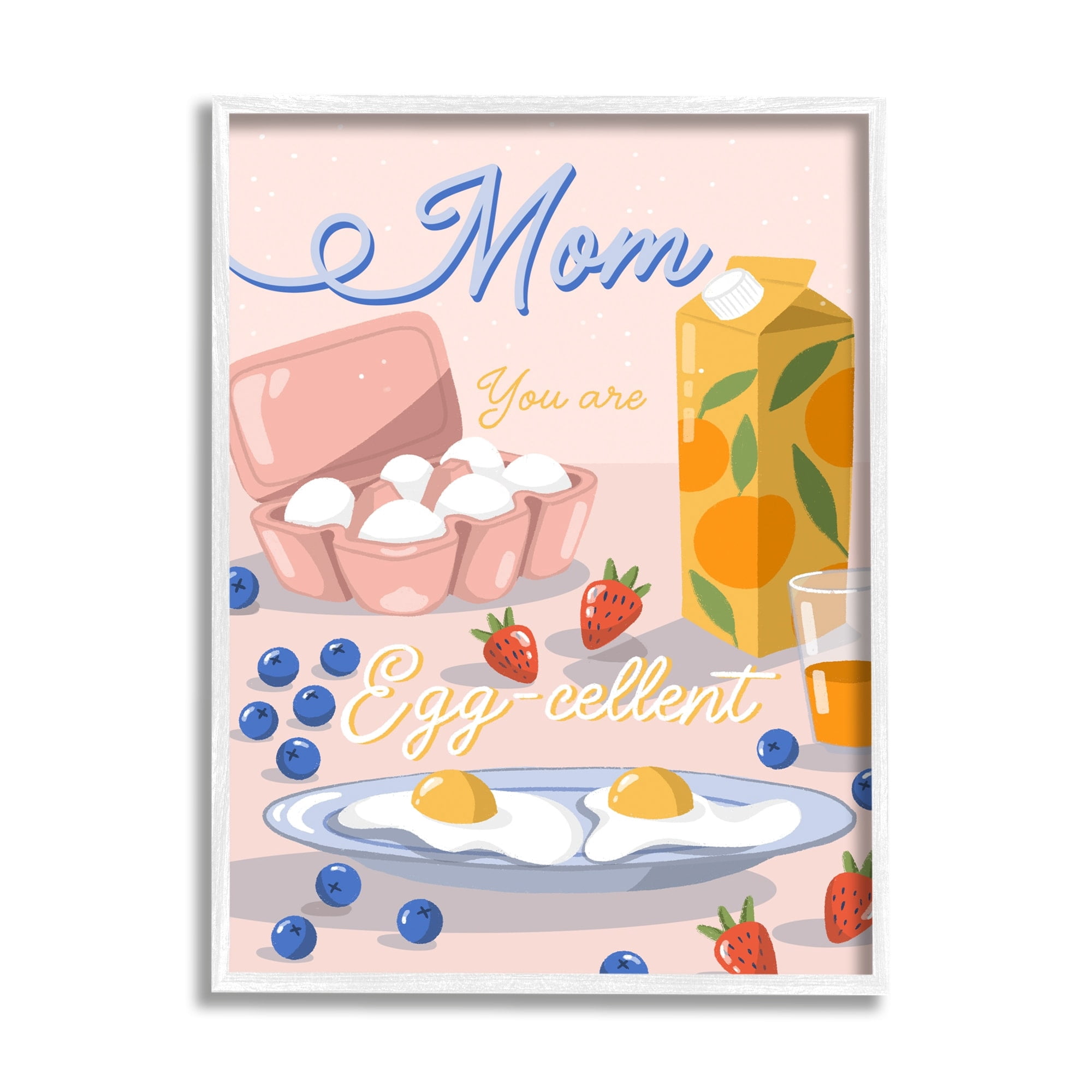 Stupell Industries Mom You Are Egg-cellent Phrase Holiday Painting White Framed Art Print Wall Art