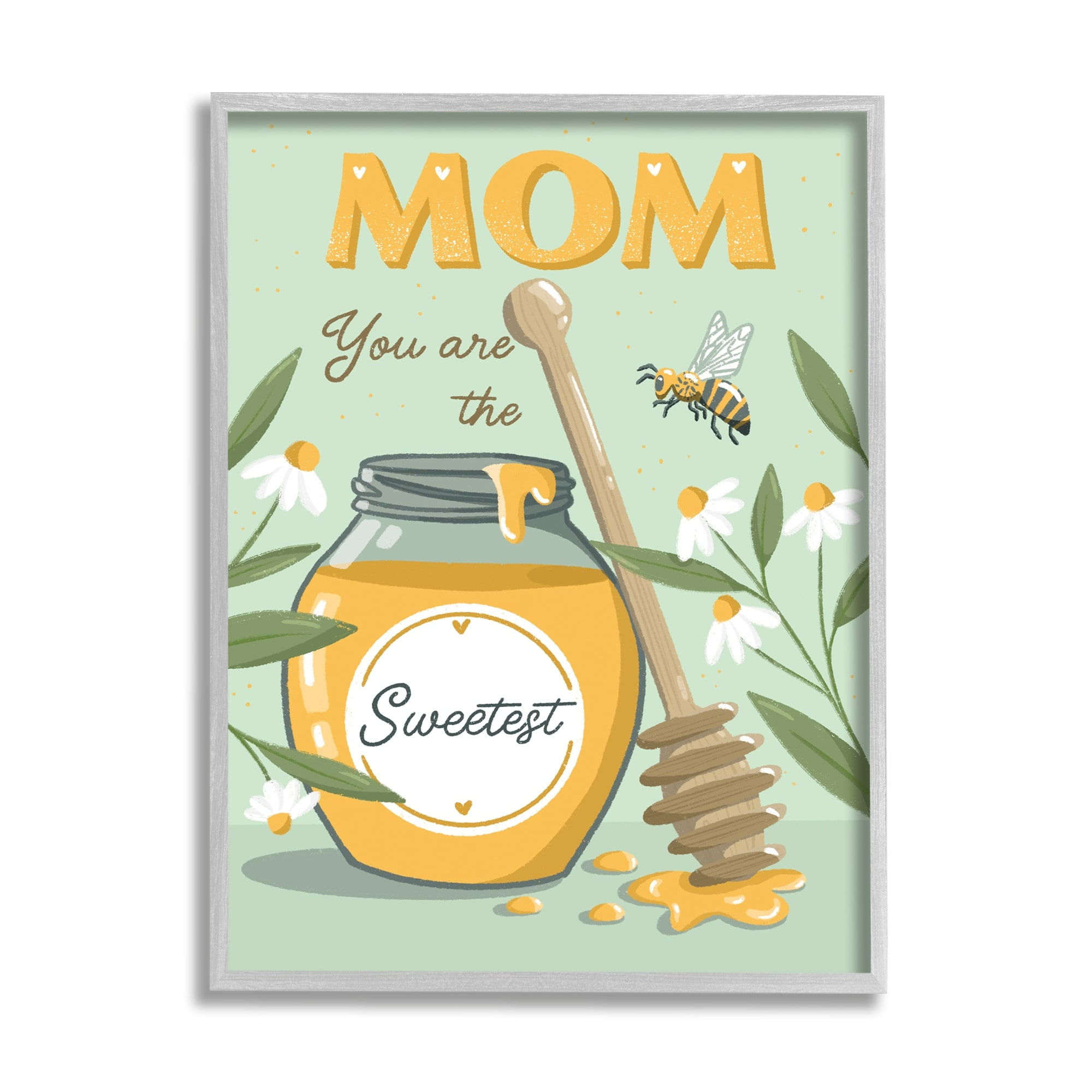 Stupell Industries Mom You Are The Sweetest Honey Jar Holiday Painting Gray Framed Art Print Wall Art