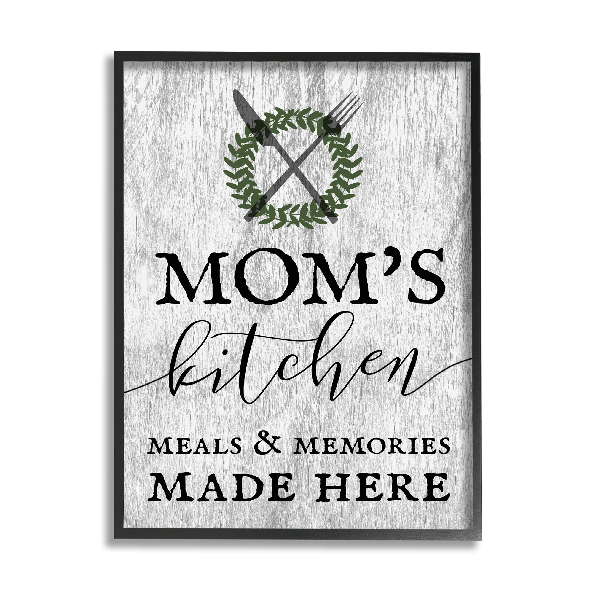 Stupell Industries Mom's Kitchen Meals and Memories Food & Beverage Painting Black Framed Art Print Wall Art, 16 x 20